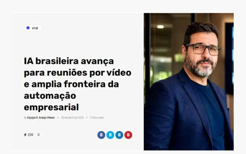 Print da matéria da Economia S/A sobre IA brasileira em reuniões por vídeo