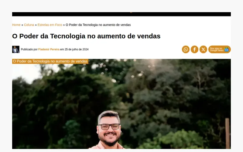 Print da matéria O Poder da Tecnologia no aumento de vendas, publicada no Observatório dos Famosos